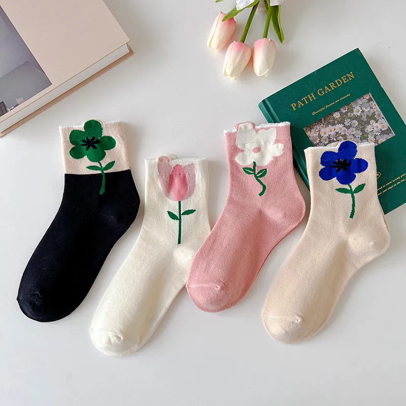 Calcetines de algodón con volantes para mujer, medias informales, estilo coreano, Kawaii, transpirables, novedad Calcetines de algodón con volantes para mujer, medias informales, estilo coreano, Kawaii, transpirables, novedad